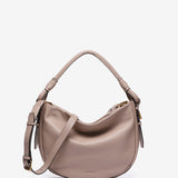 Bolso de hombro en piel beige