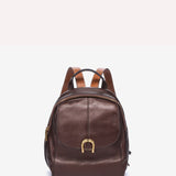 Mochila con herraje en piel bronce