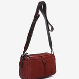 Leather and suede shoulder bag in terracotta