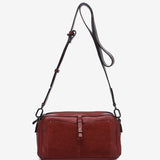 Leather and suede shoulder bag in terracotta