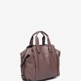 Bowling bag in taupe leather