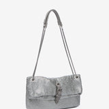 Silver metallic mesh party bag