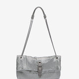 Silver metallic mesh party bag