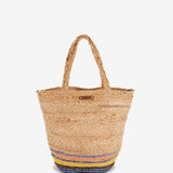 Raffia basket with yellow print