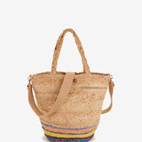 Raffia basket with yellow print