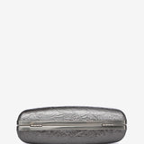 Metallic silver party clutch