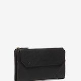 Large black leather flap wallet