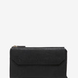 Large black leather flap wallet