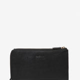 Large black leather flap wallet