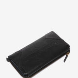 Large black leather flap wallet