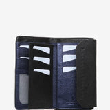 Large black leather flap wallet