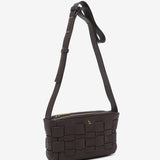 Brown braided recycled material shoulder bag