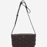 Brown braided recycled material shoulder bag