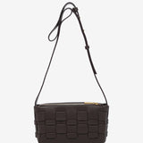 Brown braided recycled material shoulder bag