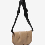 Crossbody bag in beige recycled materials