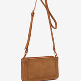 Shoulder bag in cognac recycled materials