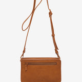 Shoulder bag in cognac recycled materials