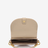 Half moon shoulder bag in beige recycled materials