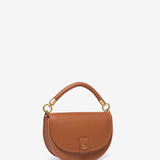 Half moon shoulder bag in cognac recycled materials