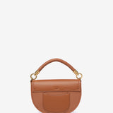 Half moon shoulder bag in cognac recycled materials