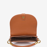 Half moon shoulder bag in cognac recycled materials