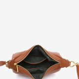 Crossbody bag with tassel in cognac recycled materials