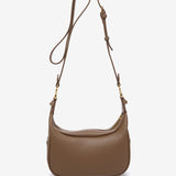 Crossbody bag with tassel in recycled materials taupe