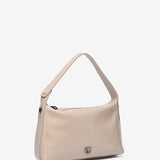 Shoulder bag in beige patent leather