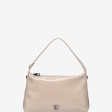 Shoulder bag in beige patent leather