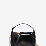 Bolso de hombro pequeño en charol negro