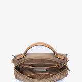 Quilted shoulder bag in camel recycled materials