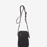 Mobile phone bag in black recycled materials