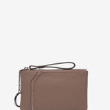 Taupe leather and suede wallet