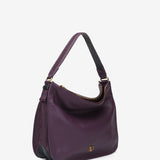 Purple leather shoulder bag