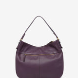 Purple leather shoulder bag