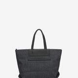 Piccola borsa shopper in tessuto jeans nero
