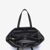 Piccola borsa shopper in tessuto jeans nero