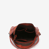 Bolso de hombro de piel y serraje en terracotta