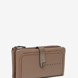 Large wallet in taupe leather and suede