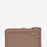 Large wallet in taupe leather and suede