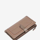 Large wallet in taupe leather and suede