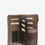 Large wallet in taupe leather and suede