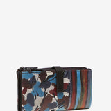 Large leather wallet with multicolour print