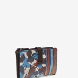 Medium leather wallet with multicolour print