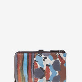 Medium leather wallet with multicolour print