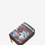 Small leather wallet with multicolour print