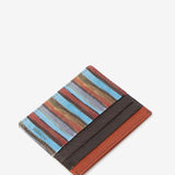 Leather card holder with multicolour print