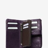 Medium purple leather and suede wallet