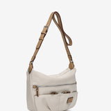 Crossbody bag in beige recycled materials