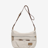 Crossbody bag in beige recycled materials